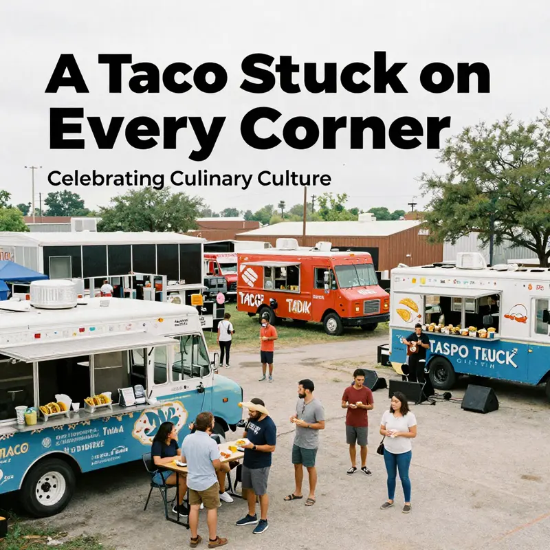 People enjoying tacos from a vibrant taco truck in Austin, illustrating the cultural significance of street food.
