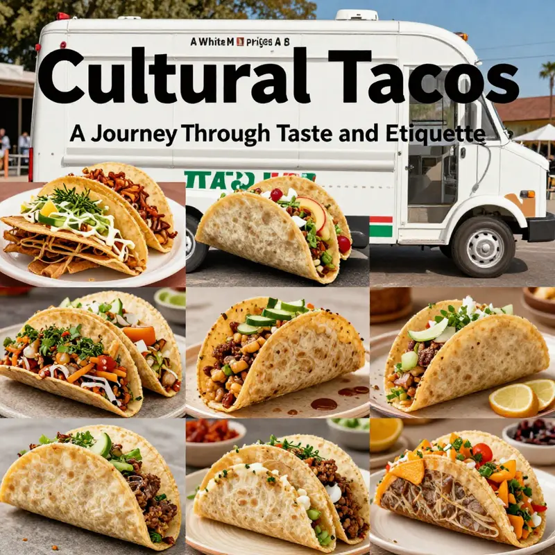 A joyful experience of a white man relishing tacos among a diverse crowd at a taco truck.