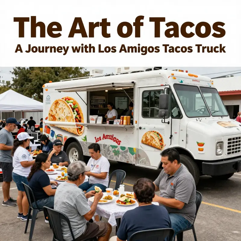 The welcoming exterior of Los Amigos Tacos Truck in Madison, IN, where locals gather for a taste of authentic Mexican street food.