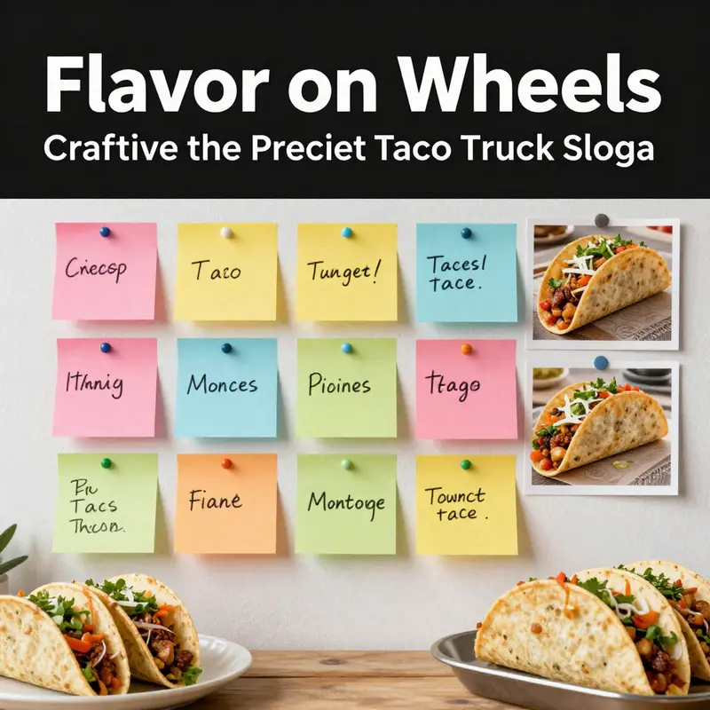 A taco truck with a vibrant slogan attracting a diverse audience.