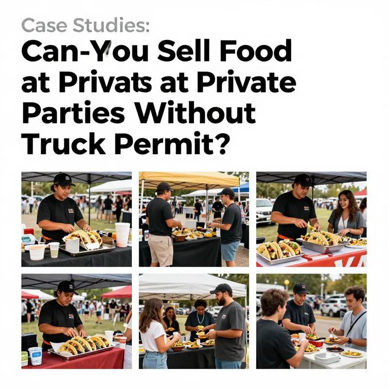 A taco truck serving delicious food at a private party, highlighting the need for permits.
