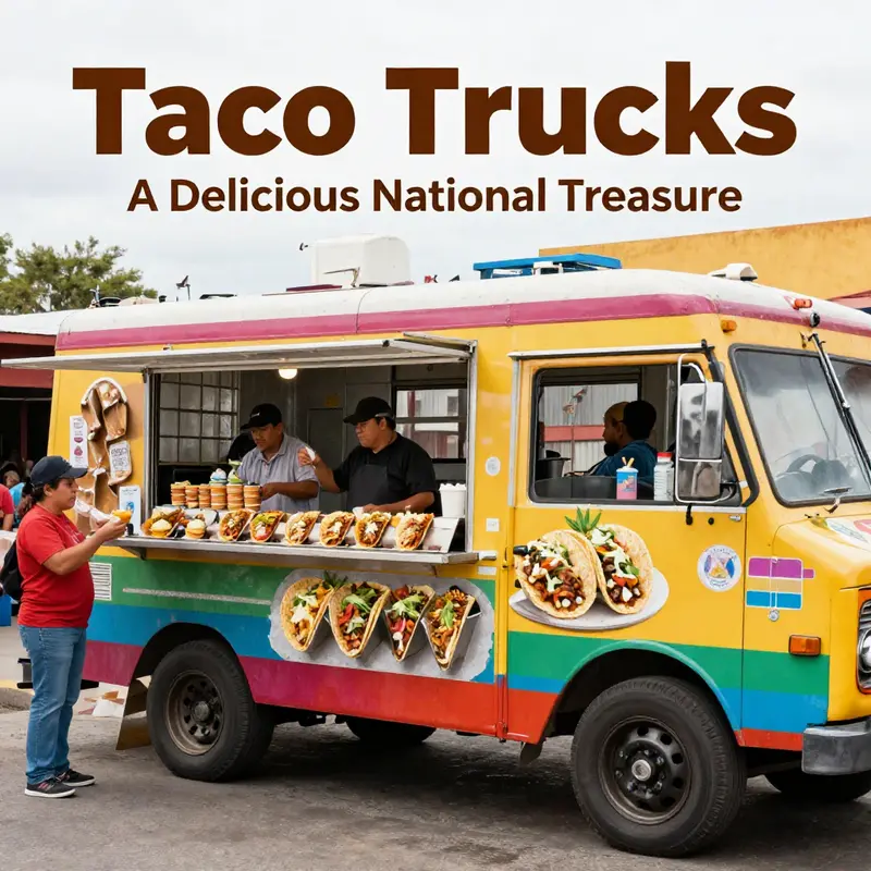 A vibrant taco truck showcases the heartbeat of Mexican culinary tradition.