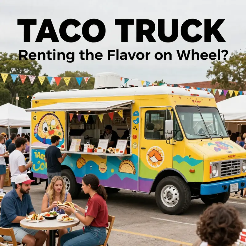A taco truck bustling at a lively outdoor event, serving excited guests.
