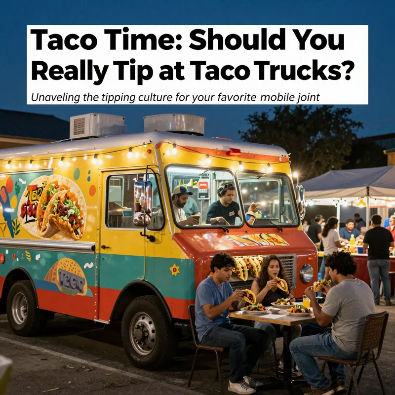 A taco truck surrounded by happy customers at a night market, illuminated by soft lights, showcasing the essence of food truck culture.