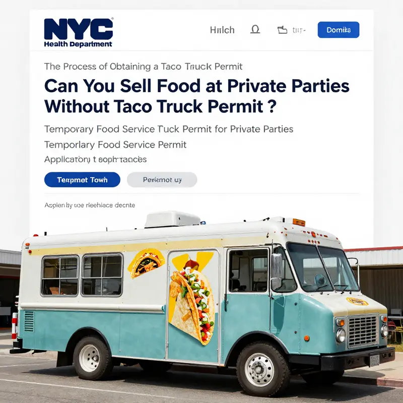 A taco truck serving delicious food at a private party, highlighting the need for permits.