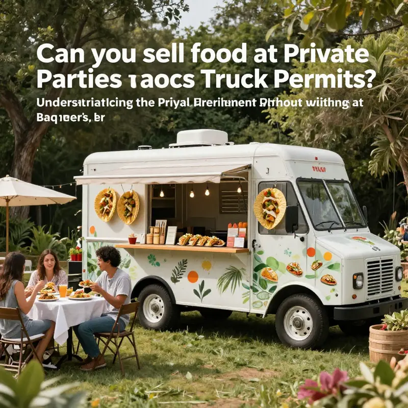 A taco truck serving delicious food at a private party, highlighting the need for permits.