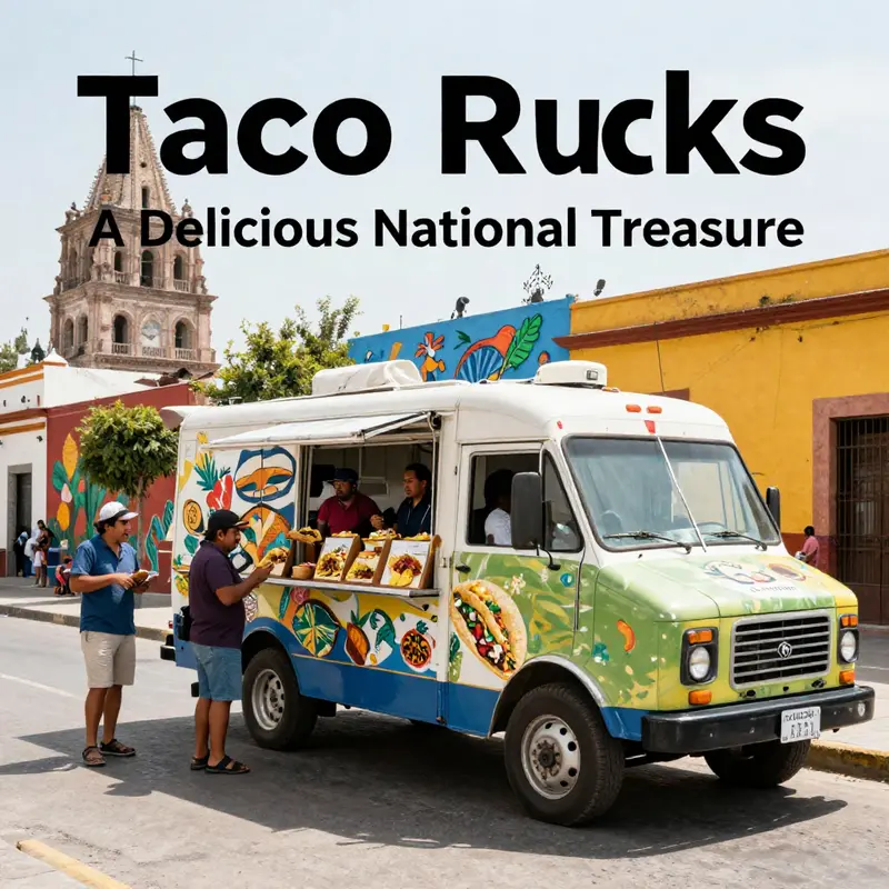 A vibrant taco truck showcases the heartbeat of Mexican culinary tradition.