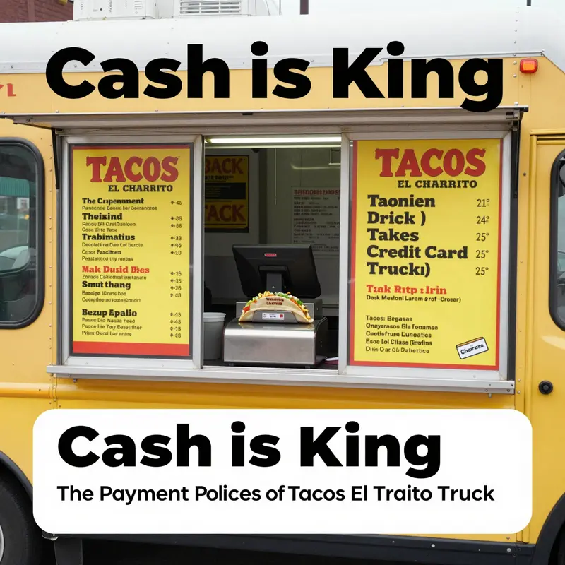 Enjoying a vibrant taco truck experience with a focus on cash payments.