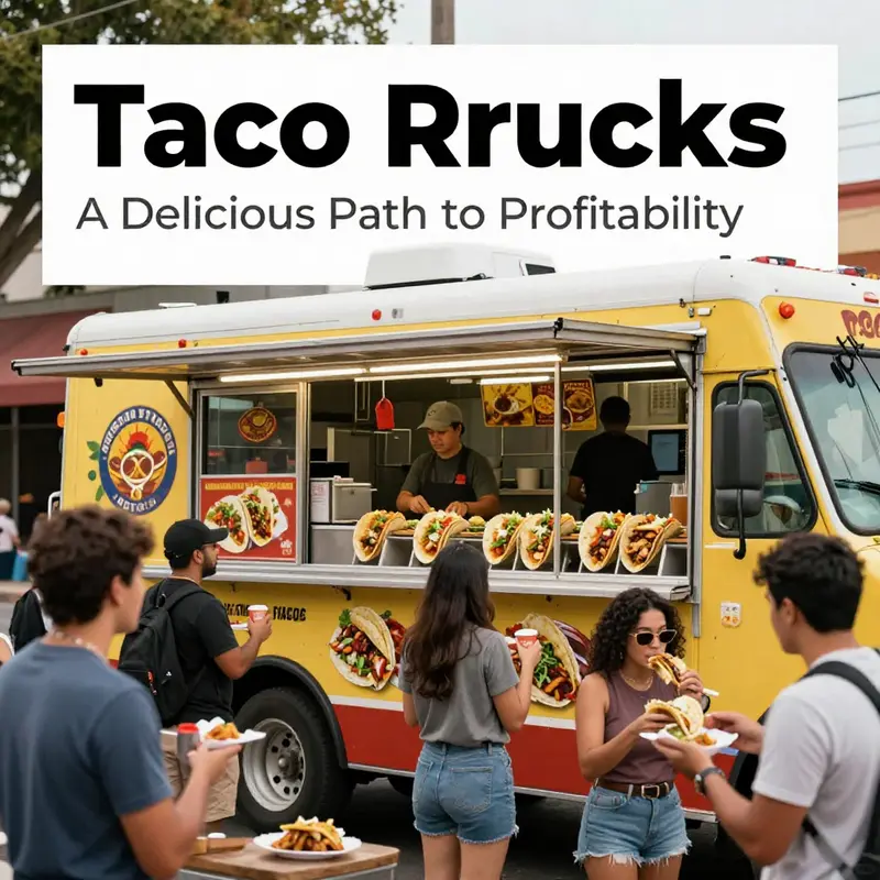 A busy taco truck serving happy customers, illustrating the active engagement and potential for profitability.