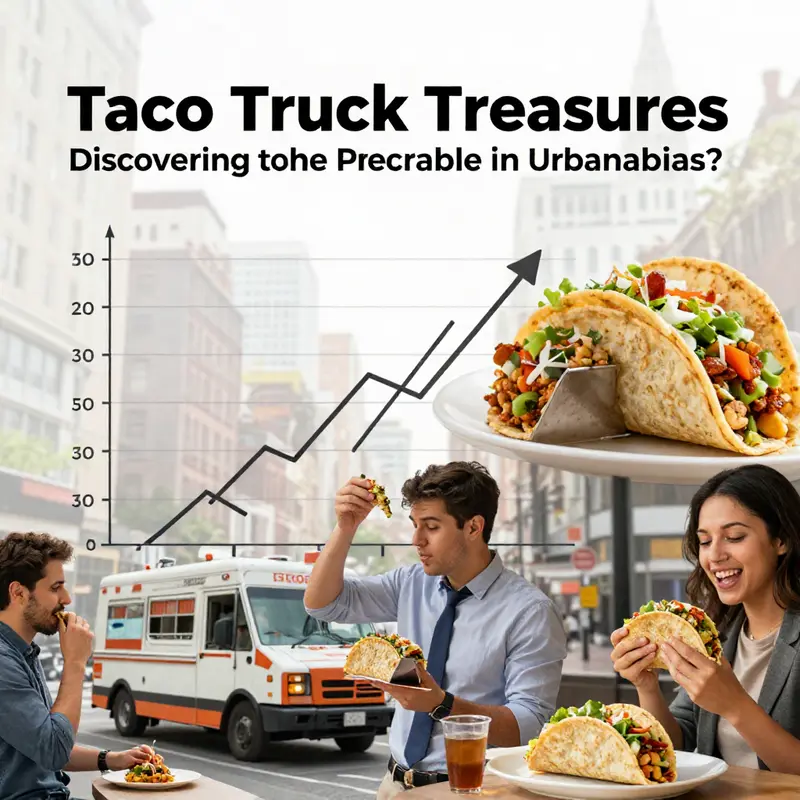 A lively taco truck scene emphasizing operational efficiency and customer interaction.
