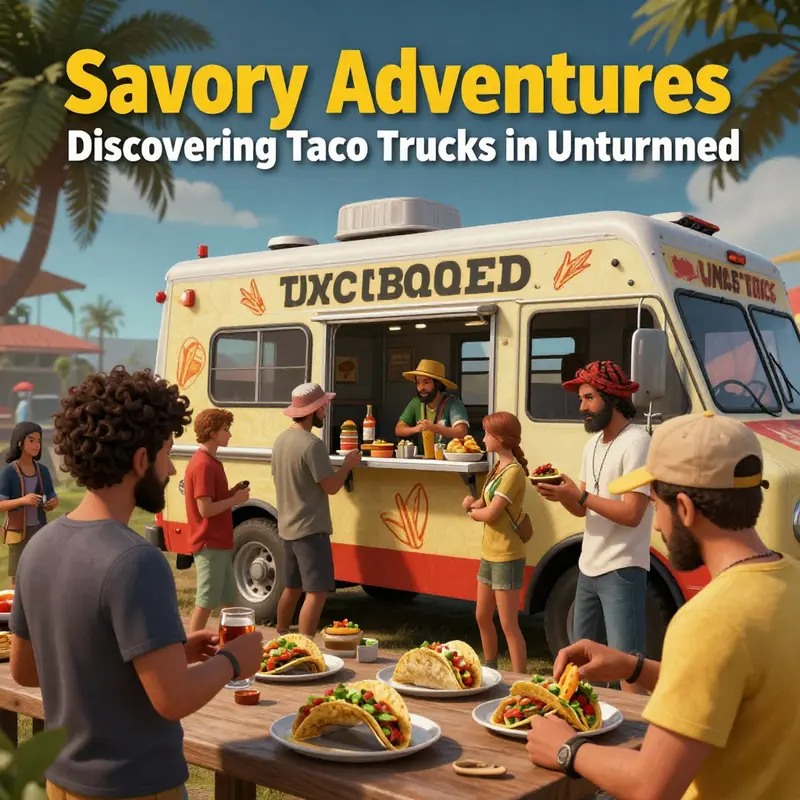 A virtual taco truck in Unturned, a hub of engaging cuisine in a gaming world.
