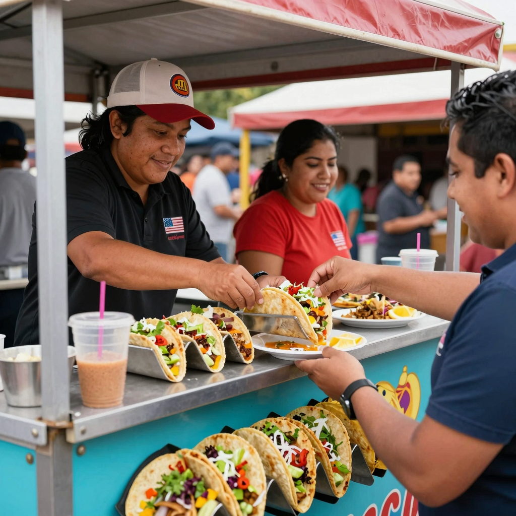 Vibrant taco truck scene