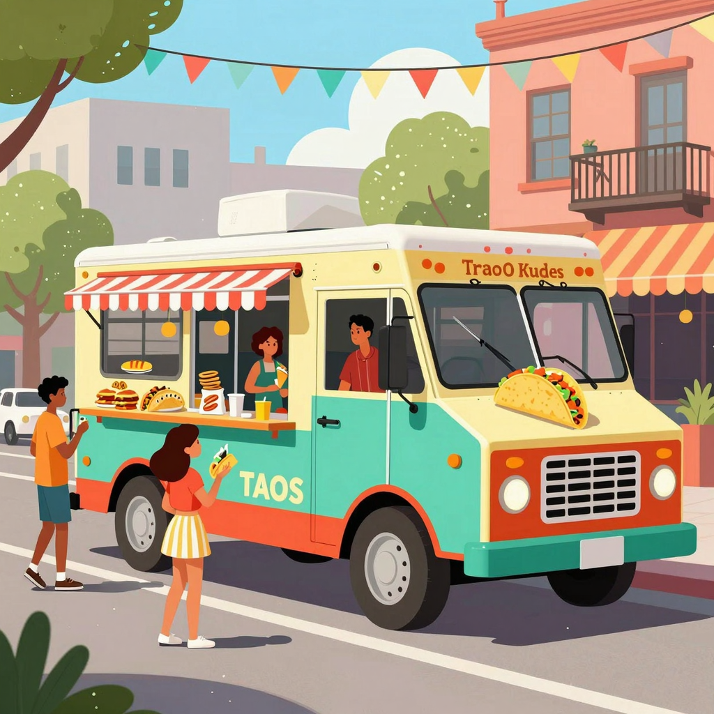 Colorful taco truck illustration