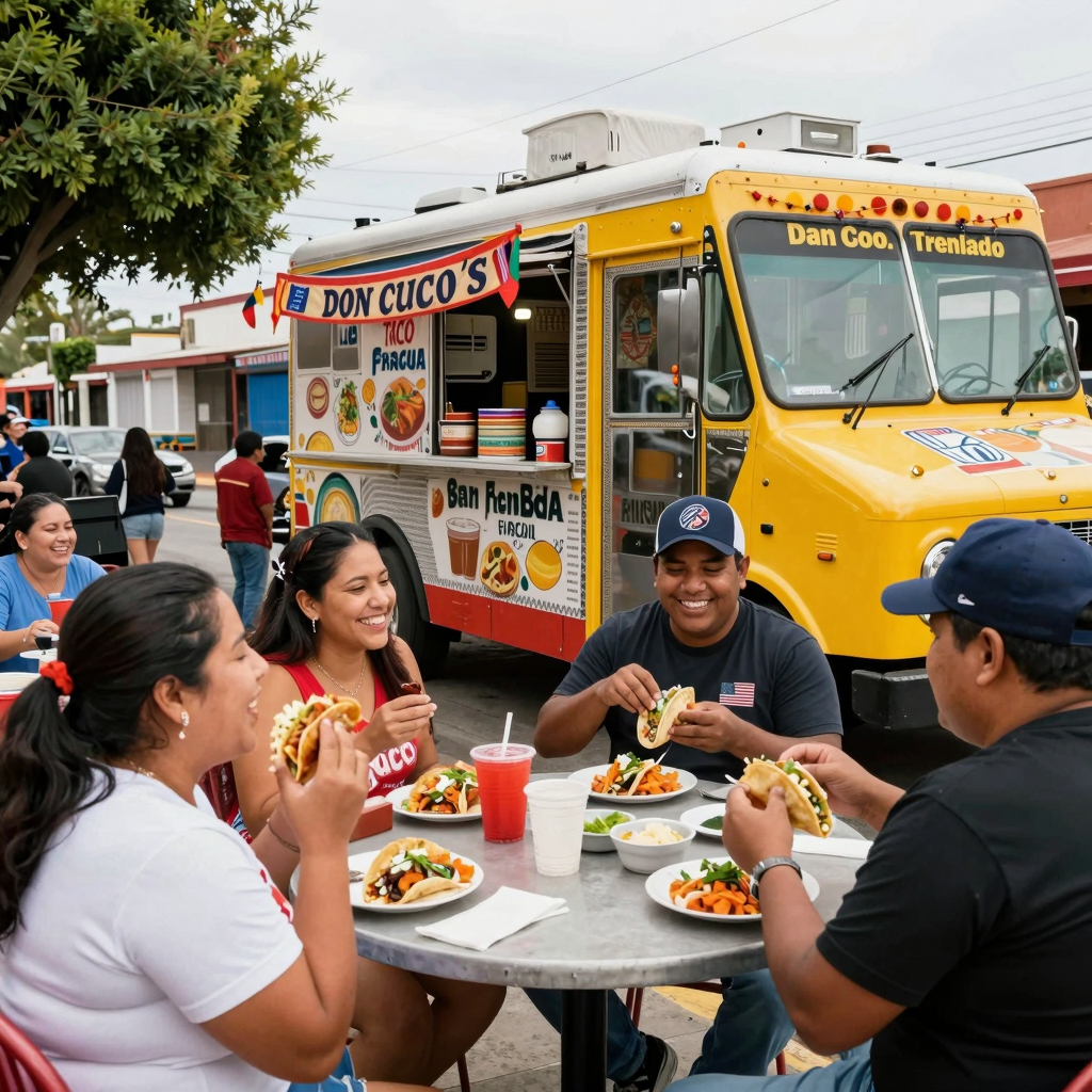 Vibrant street scene at Don Cuco's Taco Truck