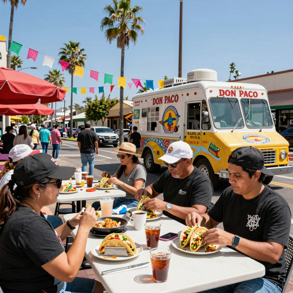 Don Paco Taco Truck scene in Santa Barbara