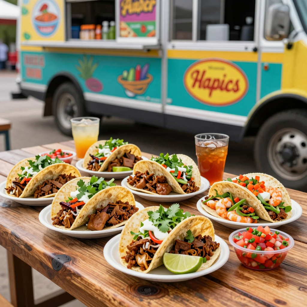 Colorful Display of Tacos from Don Panchito Taco Truck