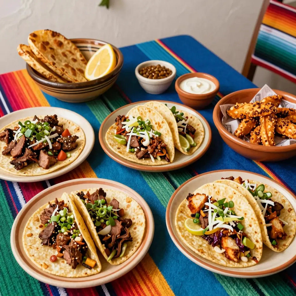 Selection of popular Mexican tacos