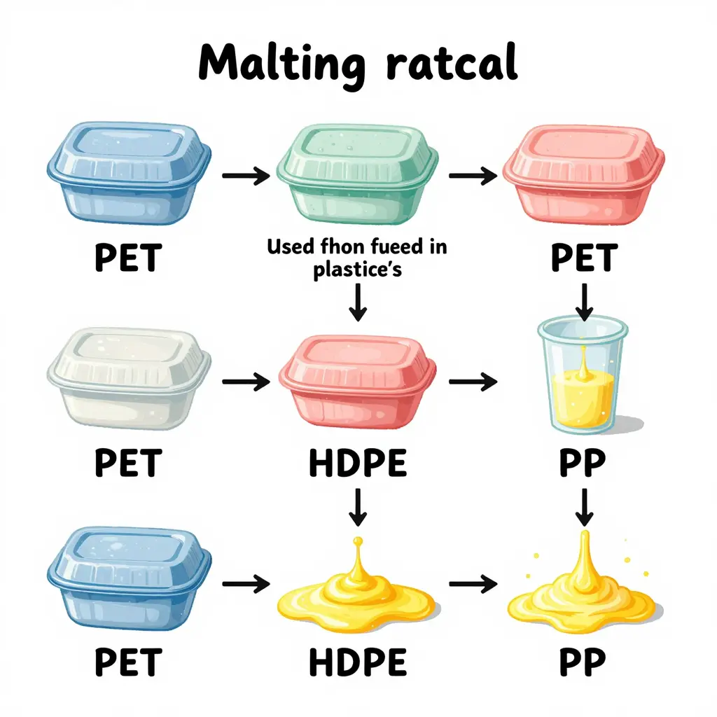 Melting process of common plastics used in food containers
